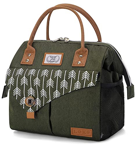 Lekesky Kühltasche Damen Lunchtasche Isolierte für Frauen Auslaufsichere Weit Geöffnete Lunchbox, 11L, Grün