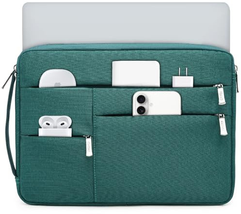 HYZUO 15-16 Pouces Housse pour Ordinateur Portable pour MacBook Pro 16 M4/M3/M2/M1 2025-2019, 15 Surface Book, Sacoche pour 15 15,6 Dell HP Lenovo ThinkBook ASUS Acer Samsung Huawei, Vert foncé