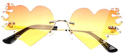 GALPADA Flamme Sonnenbrille Modebrillen Für Frauen Randlos Geformte Gläser Modische Flammen-sonnenbrille Neuartige Einzigartige Frauen Brille Orange Stk