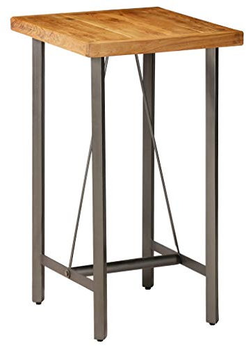 Homgoday Bartisch aus massivem Teakholz, 60 x 60 x 107 cm, Gartentisch, Küchentisch, Gartentisch