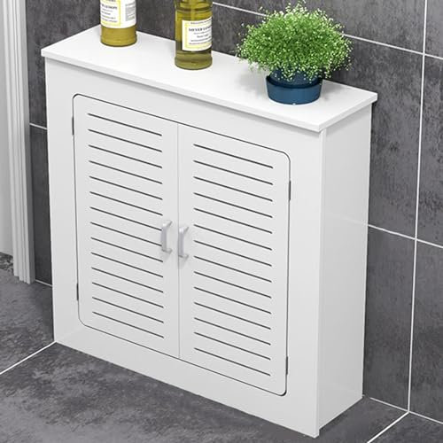 Radiator CoverHeating Cover Cabinet,Modern Wooden Living Room Heater Decorative Cabinet Side Shelf Radiator Cover Cabinet, Bathroom Floor Cabinet Storage Organizer with 2 Doors and Grids Sla