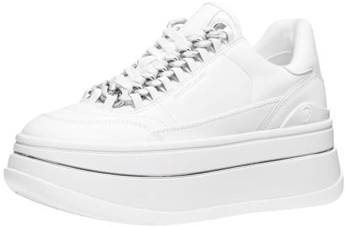 Michael Kors Hayes Chain - Sneaker da Donna con Lacci, Bianco, 39 EU