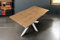 SAM Esstisch Josy | 140 x 80 cm | Holz Wildeiche-Optik | Spider-Gestell Metall Weiß | 40 mm Tischplatte mit Baumkante | Tisch für Esszimmer & Küche