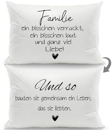 Familie - ein bisschen verrückt, ein bisschen laut und ganz viel Liebe Kissenbezüge für Familie Doppelseitige Kissenbezüge Mama Papa Geburtstag Weihnachten Geschenk(Familie - ein bisschen verrückt)