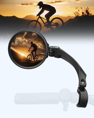 CEMOFE Linker Fahrradspiegel Rückspiegel für E-Bike konvexer Fahrradspiegel 360° drehbar für Lenker 18-22mm für MTB Fahrrad Elektro-Scooter 1 Stück
