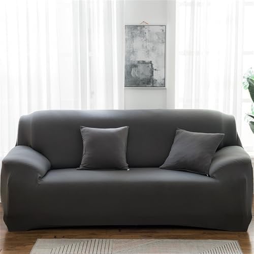 Odot Copridivano 4/3/2/1 Posti Poliestere Colore Scuro, Copridivano Elasticizzato Universale, Copri Divano AntiGraffio, Copri Divano con Braccioli, Fodera Divano Antiscivolo (2 posti,Grigio Scuro)