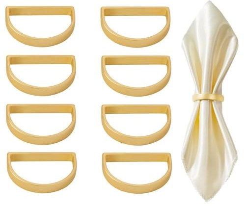 Alrens 8 Stück Serviettenringe Gold Metall Serviettenschnallen Halbrunder Serviettenhalter Napkin Rings Tischdekoration für Hochzeit, Party, Feiertagsparty, Geburtstagsparty, Jahrestag, Abendessen