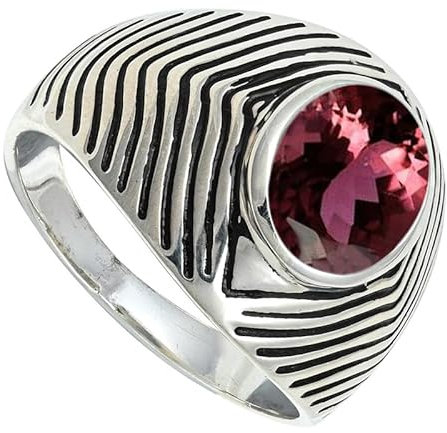 SILVERNROCK Bague en argent sterling 925 massif tourmaline rose Lab Grown Bague en pierre fabriquée à la main pour homme et femme Bijoux ERG1171AR_62 (19,7), 62 (19.7), Métal précieux, Tourmaline rose