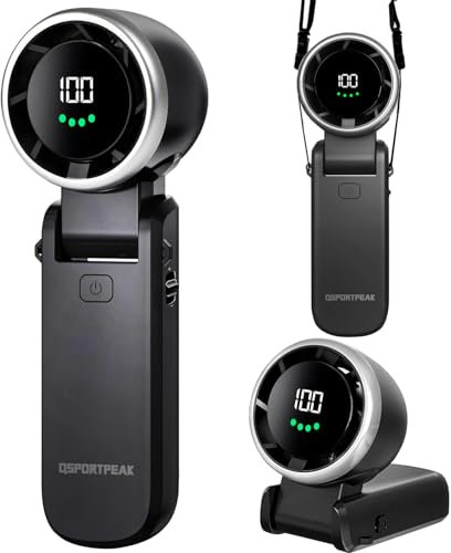Ventilateur Turbo Portable à Main,13550 tr/min Refroidissement Instantané,Réglable en Vitesse(de 1 à 100),Recharge USB Rapide 2H,Jusqu'à 12h,Affichage Numérique,pour Extérieur,Voyage,Travail- Noir
