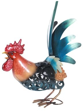 Mloarts Gartenstatuen aus Metall, Hahn, Skulptur, Outdoor-Dekoration, Hof-Ornamente, Außendekoration, Heimdekoration, Retro-Malerei, lebensechtes Geschenk für Freunde, Gartenliebhaber (Rooster)