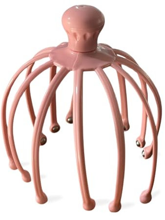 PARENCE.- Masseur de Tête Manuel à Billes – 12 Branches avec Poignée Ergonomique - Instrument de Massage Cuir Chevelu - Masseur nuque et tête - 15x15cm