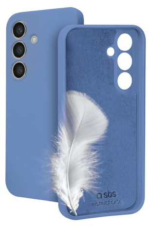 SBS Instinct Schutzhülle für Samsung S25, kompatibel mit kabellosem Laden, Soft-Touch-Oberfläche und Innenseite aus Mikrofaser, Schutz für Kamera und Tasten, Material TPU, Blau