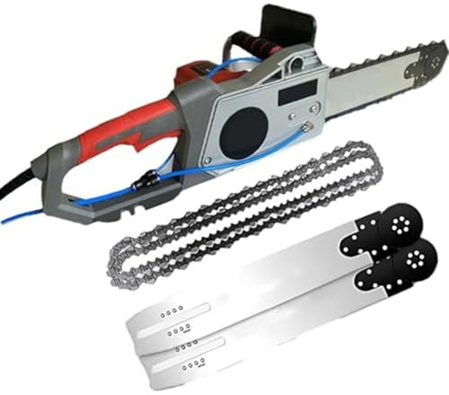 Handgeführte bürstenlose Kettensäge, elektrische Betonkettensäge, Diamantketten-Wandsäge mit wassergespeister Staubunterdrückung, mit 2 Ketten/2 Führungsschienen, für Granit, Stahlbeton,350
