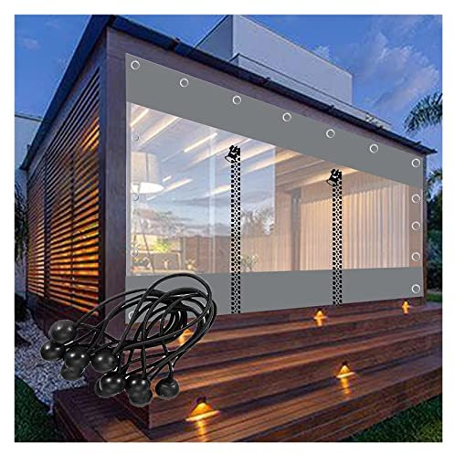 Cortina impermeable para exteriores con cremallera para cenador de jardín, paneles laterales transparentes de PVC de 0,5 mm, para pérgola, terraza, 160 x 230 cm, transparente con puerta con cremallera