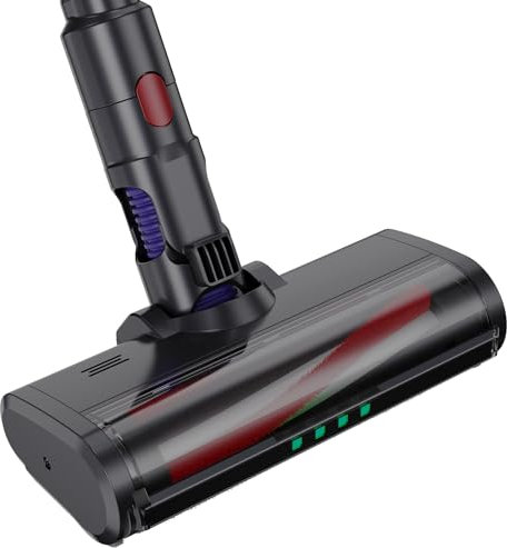 EUARY Spazzola(Argento scuro) compatibile con Dyson V7 V8 V10 V11 V15 (con 4 luci LED), testina di ricambio per moquette, parquet, piastrelle, spazzola Motorizzata Ricambiata