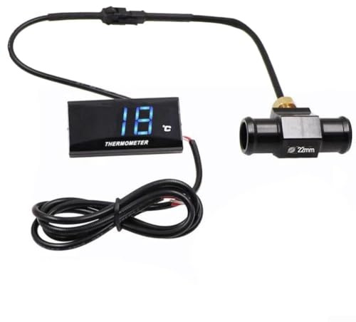 Digitales Motorrad-Wassertemperaturmessgerät mit Hygrometer-Sensor für DC 12 V Fahrzeuge, wasserdichtes Thermometer-Kit für Motorräder und Rennwagen (22 mm)