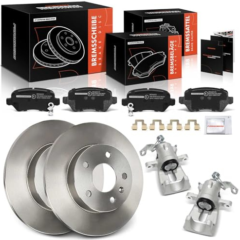 Frankberg 2x Bremssattel + 2x Bremsscheiben + 4x Beläge Hinten Ø264mm | Kompatibel mit Meriva X03 Astra H Caravan A04 Astra H Twintop A04 Astra H A04 Astra G Replace# 542106