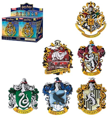 PUREMIND Harry Potter 3D-Holzpuzzle Kühlschrankmagnet-Set, 6 Stück | Offiziell lizenziert, hogwarts-wappen, express-emblem, diy-bausatz, für küche, büro, regal, vitrine, dekoration und sammlung