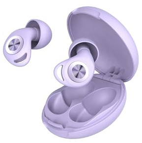 Ear Plugs for Sleep, 45dB Noise Cancelling Earplugs Hearing Protection for Sleep, Concentration, Travel, Work, Ultra Comfortable Reusable Silicone Ear Plugs, 8 Tips(XS/S/M/L) & Case Light Purple
