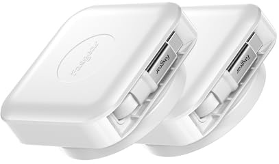 Fasgear One Line Retractable USB C Cable,60W PD/PPS Fast Charging,360°Rotatable Desk Mount,50cm Fixed 90cm Retractable Auto Rewind Type C Lead for i-Phone 17 16 Pro/i-Pad Pro/Mac-Book/Sam-sung 2White