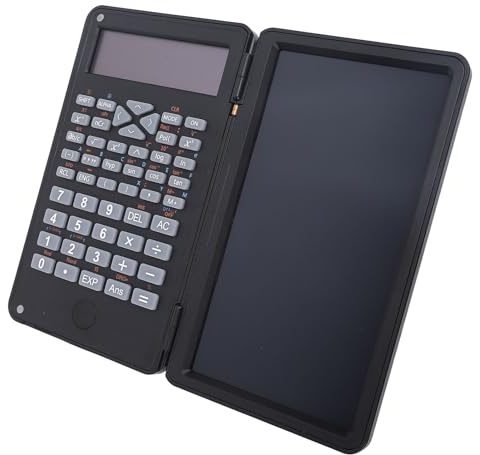 ACOGEDO Calculadora Científica Portátil con Tableta de Escritura LCD de 6 Pulgadas y Pantalla de Doble Línea, Diseño Plegable para Uso Escolar, de Oficina y Empresarial (Black)