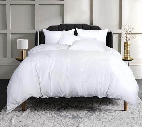 sleepdove® LUXURY EGYPTIAN COTTON 200 COUNT BEDDING SETS DUVET COVER SET (QUILT COVER WITH PILLOW CASES (Super King, White)