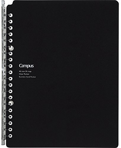 KOKUYO Campus Smart Ringbuch-Notizbücher, A5, 25 Kapazität, 20 Ringe, Schwarz (RU-SP131D)