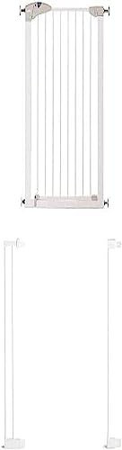 Munchkin Lindam Sure Shut Axis Türschutzgitter mit Druckbefestigung ohne zu Bohren-Weiss-Verstellbreite 96cm - 103cm, (Treppengitter + 14cm + 7cm Verlängerung)