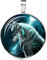 Merchandise for Fans Halskette mit Anhänger/Silberschmuck/Indianerschmuck. Farbe: Silber, Motiv: Wolf nachtleuchtend, fluoreszierend (02)
