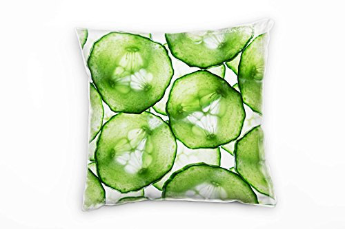 Paul Sinus Art Macro, Gurken, grün Deko Kissen 40x40cm für Couch Sofa Lounge Zierkissen - Dekoration zum Wohlfühlen