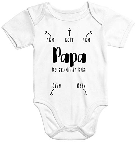 MoonWorks® Kurzarm Baby Body Papa du schaffst das lustig Bio-Baumwolle Juge Mädchen Onesie