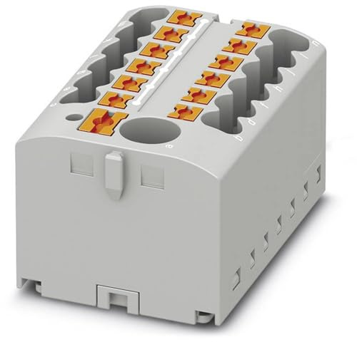 Phoenix Contact PTFIX 6/12X2,5 GY Verteilerblock, Grundklemme mit Einspeisung, 450 V, 24 A, Anzahl der Anschlüsse 13, Querschnitt 0,14 mm²-4 mm², AWG 26-12, Breite 41 mm, Höhe 21,7 mm, Grau, 8 Stück