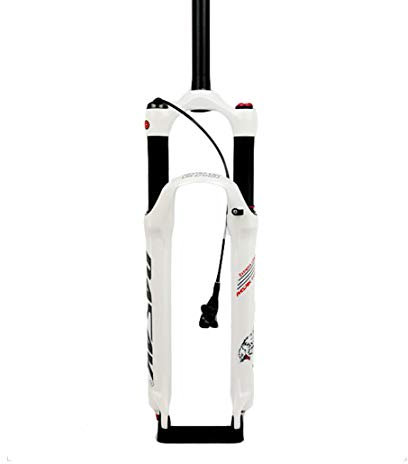 HIOD Bicycle Forks Air Shock Pump Shoulder Control Lockout Mountain Bike Straight Tube MTB Bike Suspension Fork,White-B,27.5