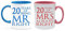 Getagift China Anniversary 20 Years of Being Mr Right & Mrs Always Right Set of 2 Wedding, Valentines Day, Coloured Couple Mug Set. (20 Years)