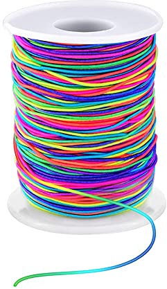 Cuerda elástica para pulseras, pulseras de cuerda elástica, hilo de cuerda elástica, pulsera elástica para joyas, cadena de abalorios (1 mm 55 yardas arco iris)