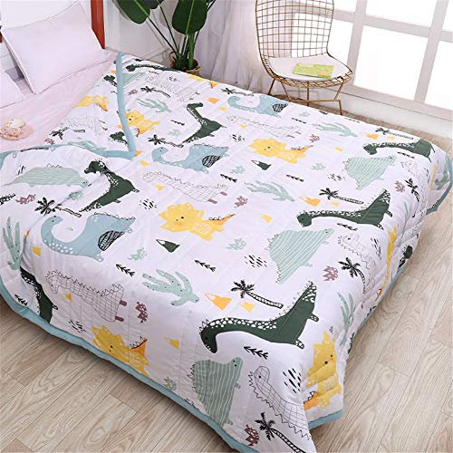 FANSU Tagesdecke 170x200 Bettüberwurf, Mikrofaser Cartoon-Dinosaurier Bettdecke, Doppelbett Einselbetten Gesteppt Bettwäsche Baumwolldecke für Decke Sofa überwurfdecke Bett