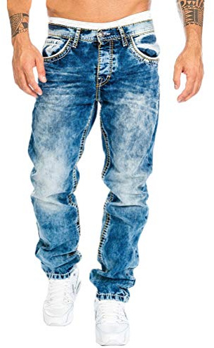 Tomwell Jean pour Hommes Pantalon Grandes Tailles Classique et élégant Straight Fit Jeans Denim