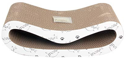 Dehner Lieblinge Katzen-Kratzpappe Scratch Wave, inkl. Katzenminze, ca. 49 x 24 x 15 cm, Naturmaterial, Karton aus FSC®-zertifizierter Produktion, weiß