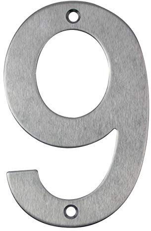 IBOO Edelstahl-Hausnummer zum Anschrauben, schwebende Optik, Design-Hausnummer (Nummer 9)