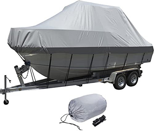 LDIW 11-27ft Fundas para Barco Impermeable Duradero Tela Oxford 210D UV Resistente Polvo Almacenamiento Cubierta para Remolque V-Hull Tri-Hull Runabout Pesca Ski Boat,14to16FT: 530x290cm