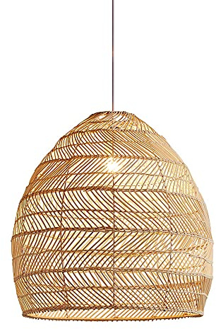 FAZRPIP Rattan-Kronleuchter, große hängende Kronleuchter-Lampe, Hohle Vogelkäfig-Deckenleuchte, handgewebte Esszimmer-Pendelleuchte, Rattan-Kuppelleuchte