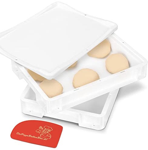 RoyalFay Pizzaballenbox Made in Germany lebensmittelecht 30x40x8 cm (2 Boxen mit 1 Deckel) weiß Gärbox für Pizzateig