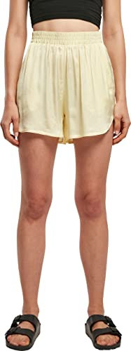 Urban Classics Damen Kurze Hose Ladies Viscose Satin Resort Shorts, Farbe softyellow, Größe XS