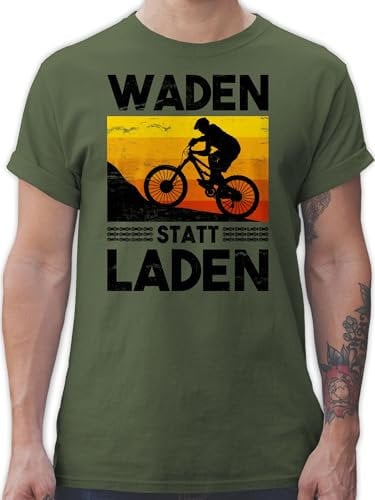 T-Shirt Herren - Radsport - Waden statt Laden Vintage - XL - Army Grün - Geschenkideen für Fahrradfahrer Rad Mountainbike Shirt fahrradshirt Shirts männer Fahrrad Tshirt fahrradgeschenke Tshirts
