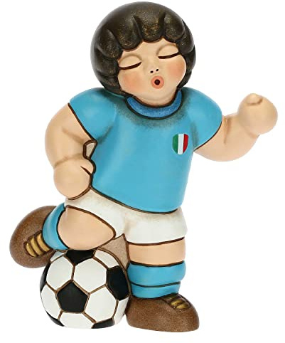 THUN - Kinder Fußballer Azurblau - Gastgeschenke für Kommunion - Keramik - 11 cm h