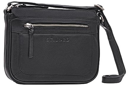 STILORD 'Ylva' Kleine Echtleder Handtasche Damen Vintage Umhängetasche Frauen klassische Abendtasche Klein Freizeittasche Partytasche zum Ausgehen, Farbe:schwarz