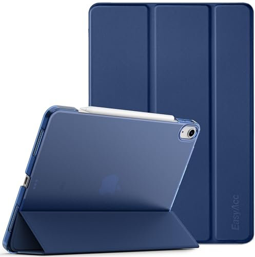 EasyAcc Hülle Kompatibel mit iPad Air M2 11 Zoll 2024 / iPad Air 5 2022 / Air 4 10.9 Zoll 2020, Ultra Dünn Leicht Transluzent Frosted Rück mit Auto Schlafen/Wachen - Navy Blau