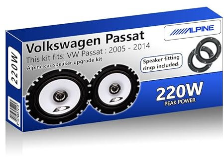 Passat Speaker upgrade Front Door Alpine car speakers 6.5 17cm + Rings 220W