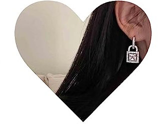 Yheakne Vintage Crystal Lock Earrings Silver Cz Lock Dangle Earrings Rhinestone Padlock Earrings Hollow Rhinestone Square Earrings Cubic Drop Earrings Jewelry for Women and Girls