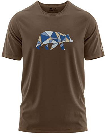 FORSBERG Espenson T-Shirt mit stylischem Bär Brustlogo Rundhals für Herren, Farbe:braun/blau, Größe:3XL